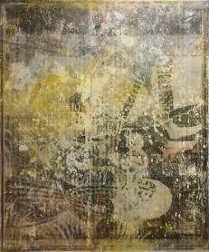 Les âmes mortes, oil and transfer on canvas, 160x130cm 2019